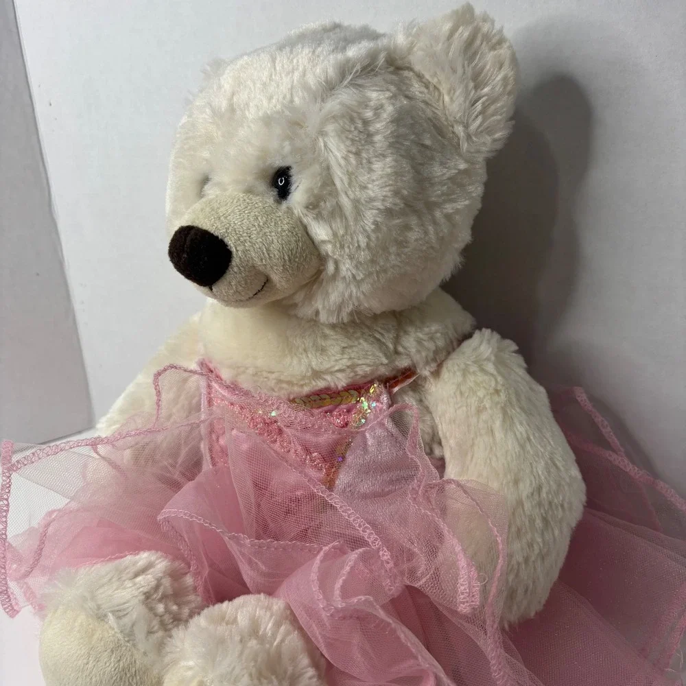 Build-A-Bear Workshop Cream Teddy Bear in Pink Ballerina Tutu Dress Plush Toy